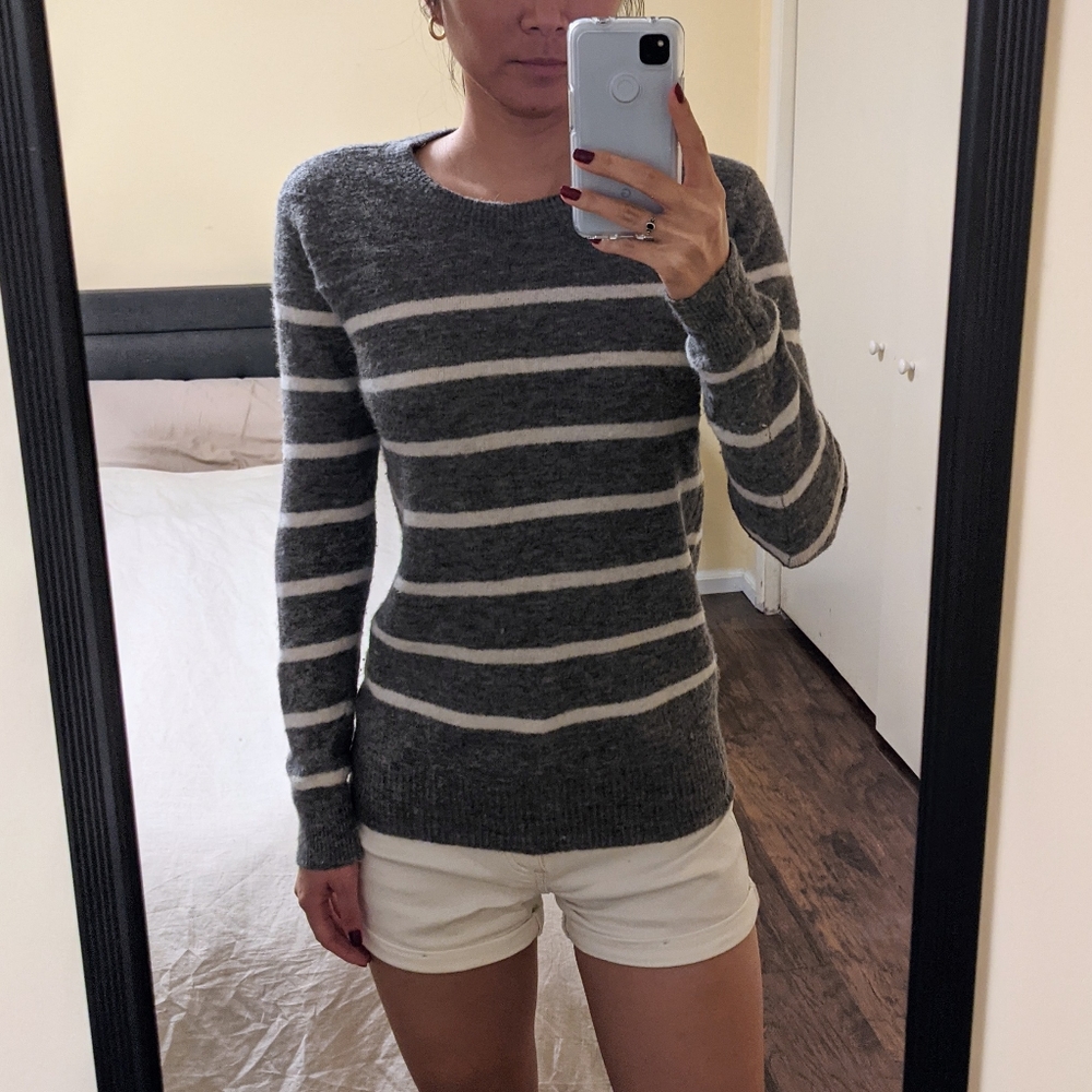 Banana Republic Aire Wool Stripe Crew Neck Sweater